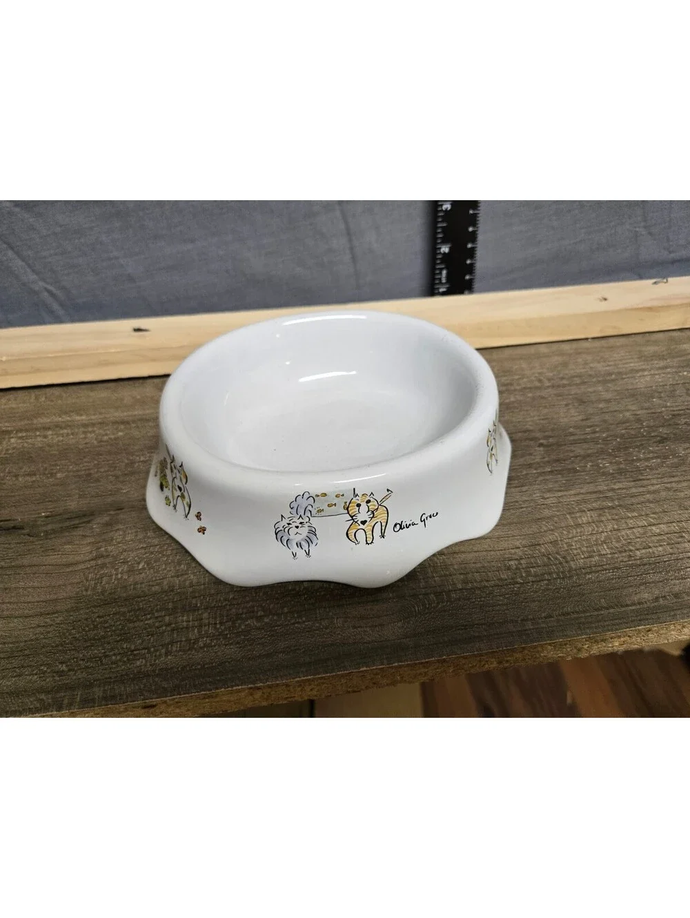 Olivia Greig Ceramic Pet Bowl with Cute Animal Illustrations